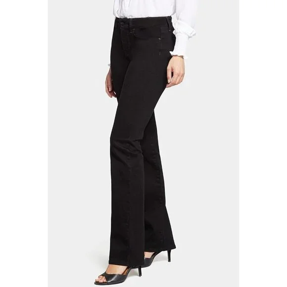 Women's Black Denim Jeans Size 12 Straight Leg Lift Tuck Classic Fit - Picture 3 of 6